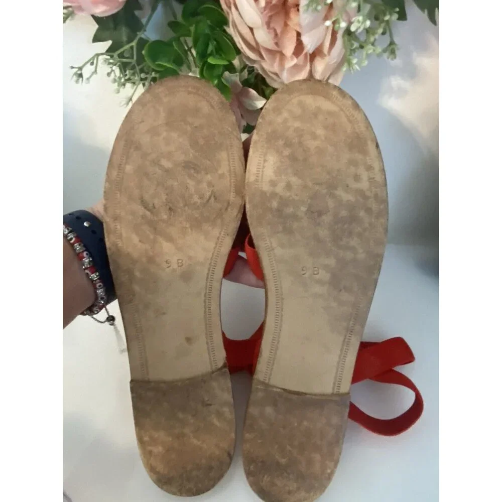 Vintage Perry Ellis Stretchy Red Women’s‎ Strappy Sandal Flat Gladiator Size 9B